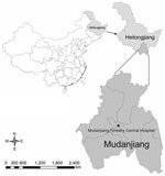 Thumbnail of Location of Mudanjiang, Heilongjiang Province, China, where Candidatus Neoehrlichia mikurensis was detected.
