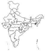 Thumbnail of Fifteen community health centers in 8 states in India to which malaria is endemic. 1, Udaipur; 2, Dahod; 3, Valsad; 4, Jhabua; 5, Annupur; 6, Gondia; 7, Gadchiroli; 8, Jagdalpur; 9, Baikunthpur; 10, Koraput; 11, Rayagada; 12, Jaldega; 13, Bano; 14, Manu Bazar; 15, Shantir Bazar.