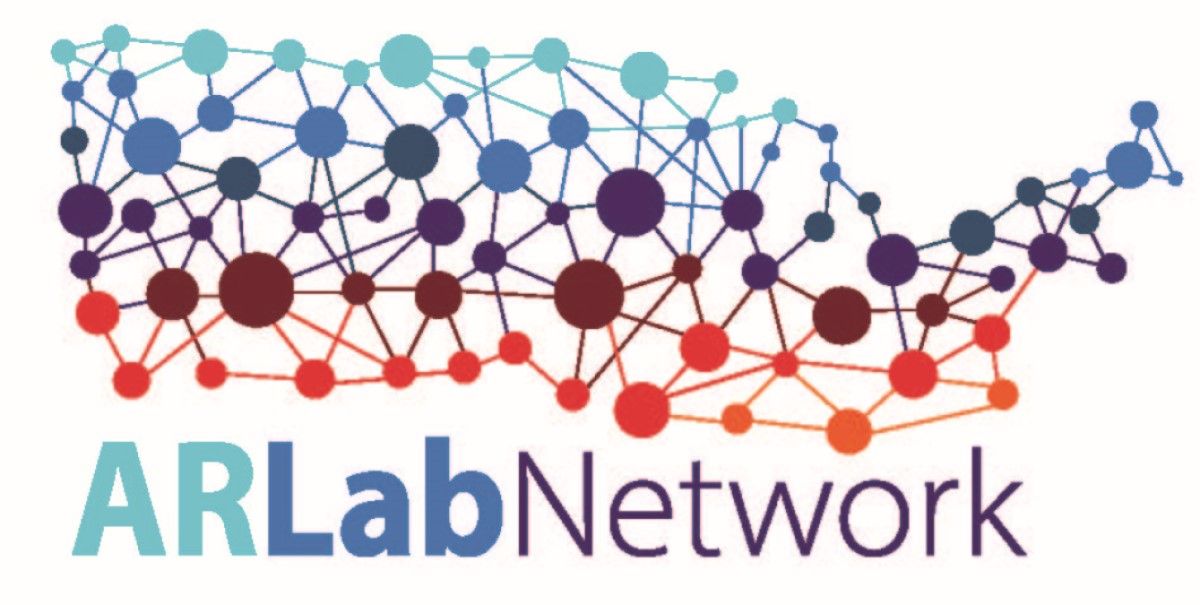 AR Lab Network logo. A high-tech map of the United States with gradient colors of teal, blue, purple, dark red, red and orange-red.