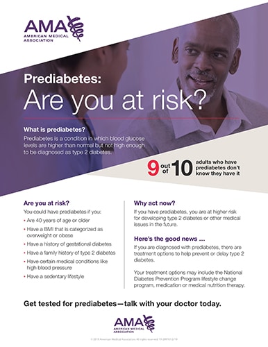 American Medical Association poster. Prediabetes: Are you at risk?