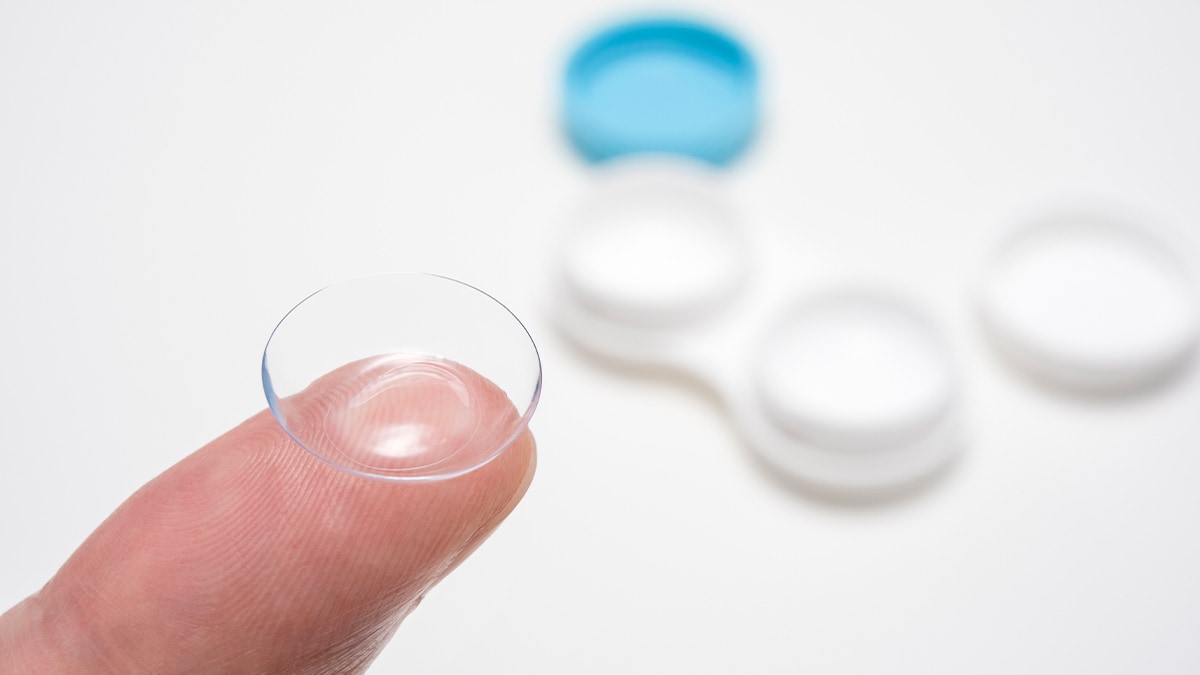 Image of contact lens on a finger.
