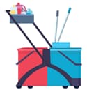 If a cleaning cart or 3-bucket cart is not available, use a 2 bucket cart to clean floors.