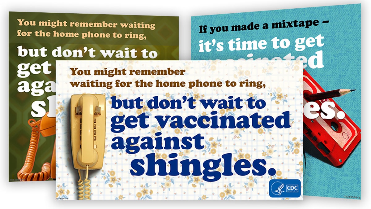 Shingles graphics about getting the vaccine.