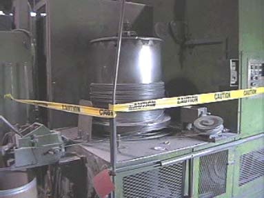 View of the rotating drum the victim got caught in.