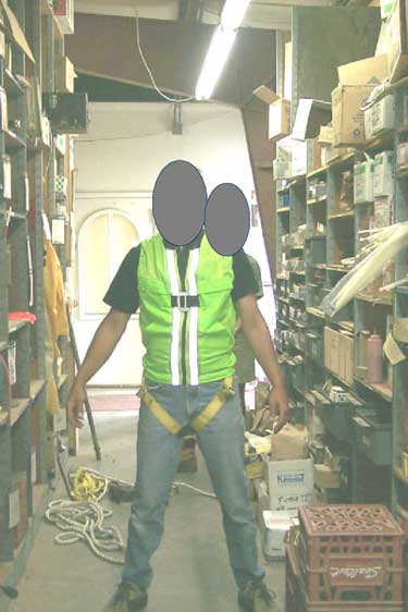 Photo E. Picture of front of body harness.