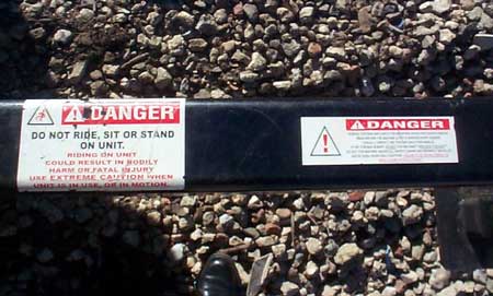 Photo 3. Warning labels on identical trailer.
