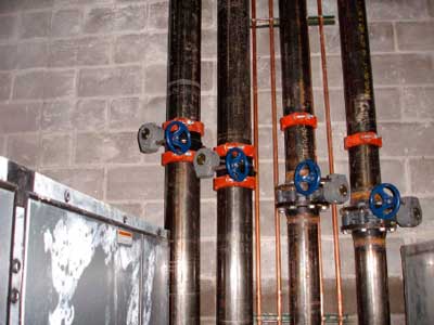 Valves in lines in Second Floor Mechanical Room