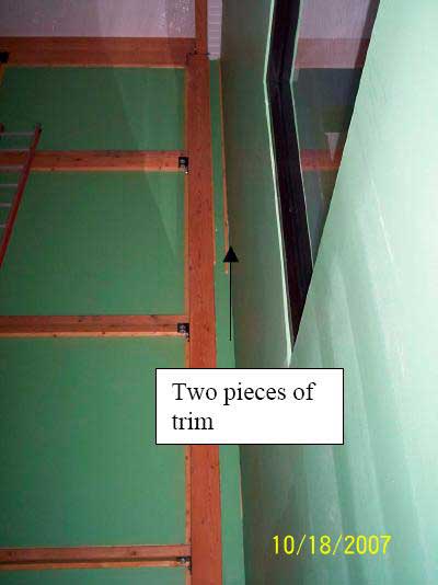 Placement of trim on west wall.