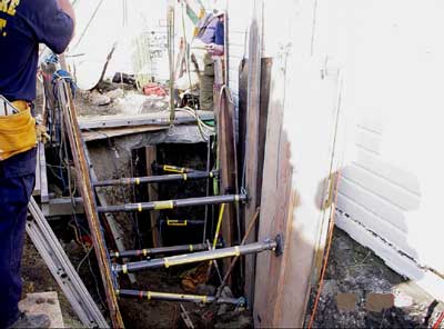 trench after proper shoring equipment was installed.
