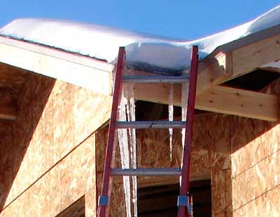 Ladder placed diagonally across inside corner