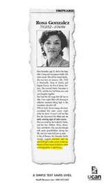Rosa Gonzalez Obituary ad