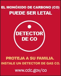 Afiche: Envenenamiento Monóxido de Carbono, No puede ser visto, No se puede oler, No se puede escuchar, No se puede detener