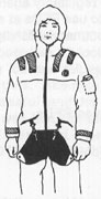 Figura 3 Chaquet&oacute;n flotante PFD de Tipo III con cola de castor. (Fuente: ASGCP [1992]. Reimpreso con permiso. Dibujo realizado por V. Culp) 