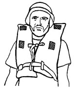 Figura 7 Chaleco de flotaci&oacute;n PFD de Tipo II para ser usado cerca de la costa. (Fuente: ASGCP [1992]. Reimpreso con permiso. Dibujo realizado por V. Culp) 