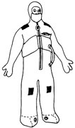 Figura 9 Traje de inmersi&oacute;n (Fuente: ASGCP [1992]. Reimpreso con permiso. Dibujo realizado por J. Schmitts.) 