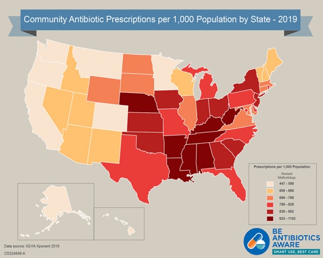 Outpatient Antibiotic Prescriptions by State in 2019