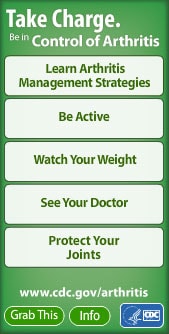Take Charge. Be in Control of Arthritis widget. Flash Player 9 or above is required.