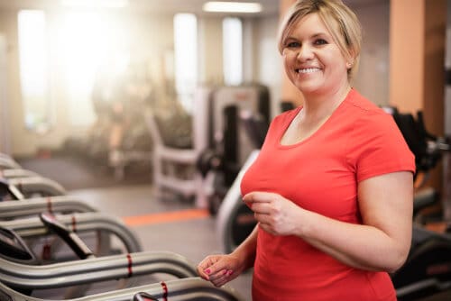 woman exercising on a treadmill