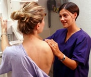 Photo of a woman getting a mammogram