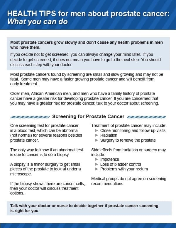 Health Tips for Men about Prostate Cancer
