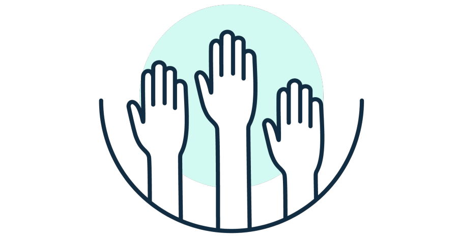 Graphic of Hands raised