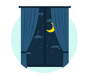 bedroom window at night time