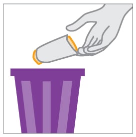 Eliminación del condón femenino usado en la basura.