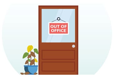 Sign on door that says 'Out of office'