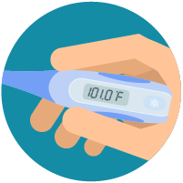 Image of a thermometer showing 101 degrees