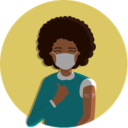 Woman with bandaid on arm after vaccination
