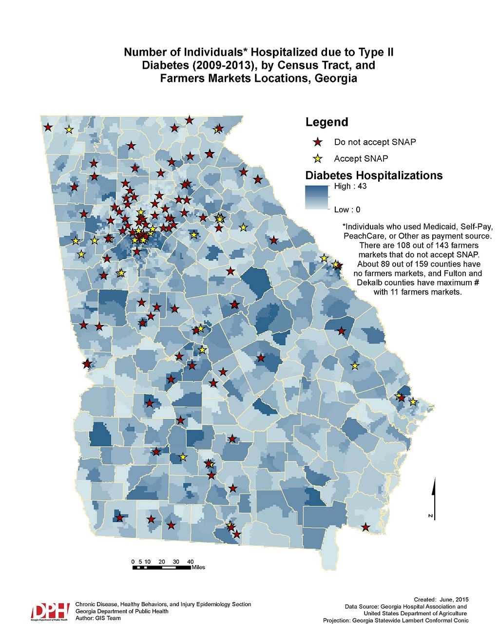 Diabetes Hospitalizations and Access to Farmer’s Markets, Georgia