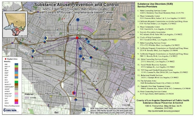 Substance Abuse Prevention and Control SAPC Treatment Providers Matched by Location with Edward E. Roybal Health Center
