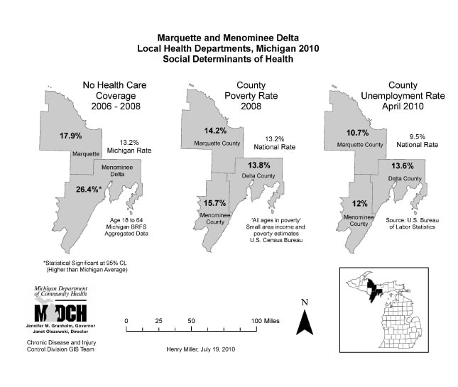 Marquette and Menominee Delta Local Health Departments, Michigan 2010 Social Determinants of Health