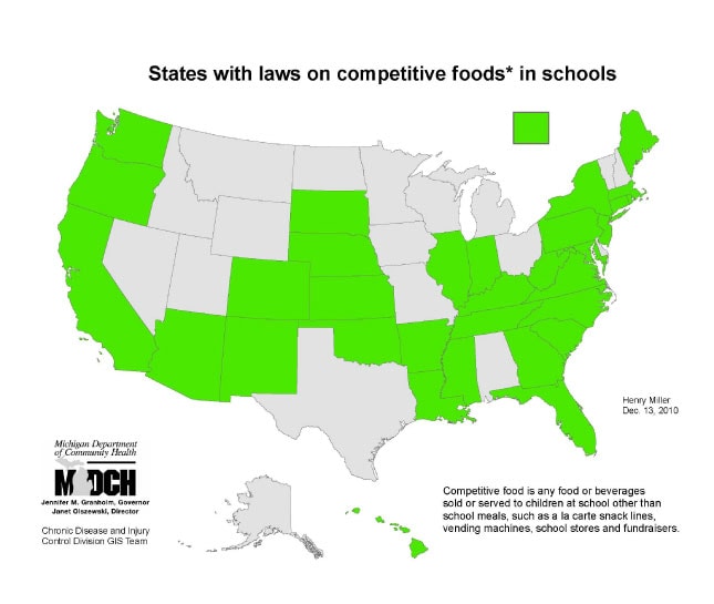 States With Laws on Competitive* Foods in Schools