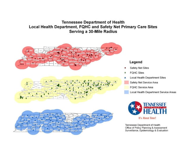 Local Health Department, FQHC and Safety Net Primary Care Sites, Tennessee Department of Health, Jan. 2010