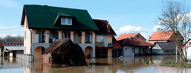 a picture of flooded homes
