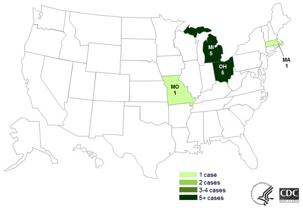 Final Case Count Map June 20, 2014: Persons infected with the outbreak strains of E. coli O157:H7, by state
