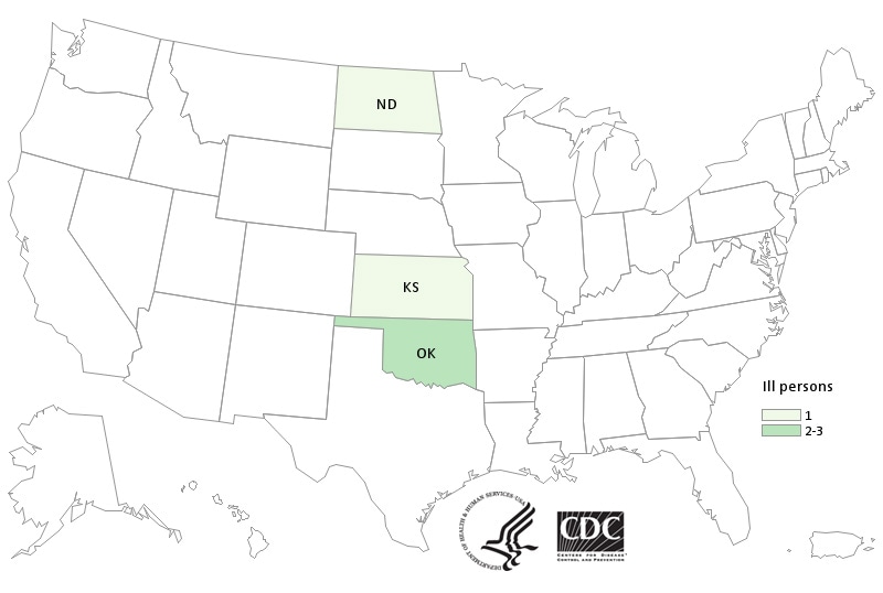 2-1-2016 - Secondary Outbreak: Persons infected with the outbreak strain of E. coli O26, by state