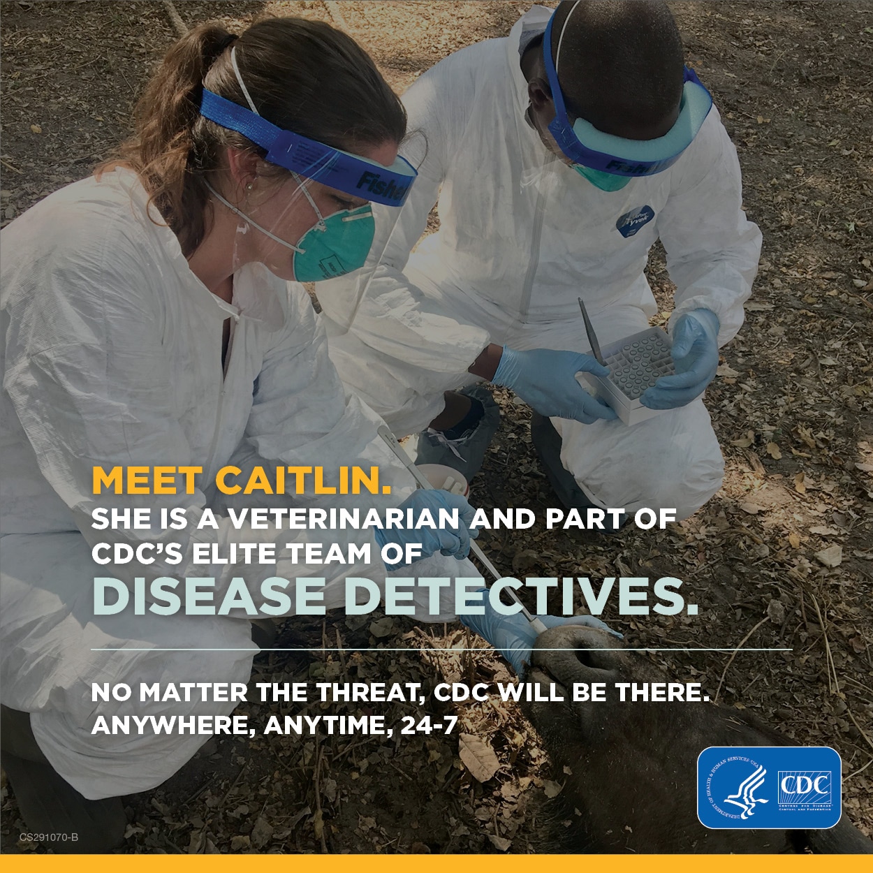 Meet Caitlin.  She is a veterinarian and part of CDC's elite team of disease detectives.