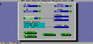 Screen shot of Epi Info™ 6 Analysis - Complex Sample