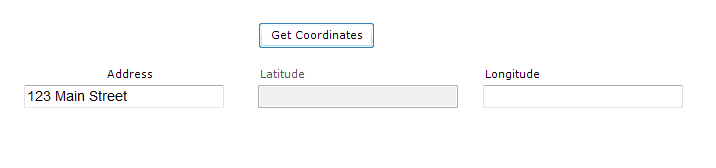Form showing the Get Coordinates button and the three data entry fields