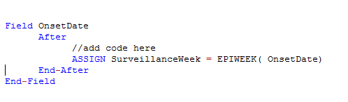 Check Code Sample showing the EPIWEEK function