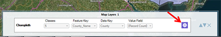 Map Layers tab and layer configuration icon