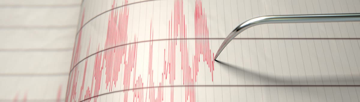 Sismograma que muestra la actividad sísmica