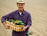 Photo: Rural Farmer holding basket of vegetables
