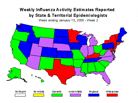U. S. map for Weekly Influenza Activity