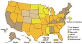 Map of flu activity in the U.S.