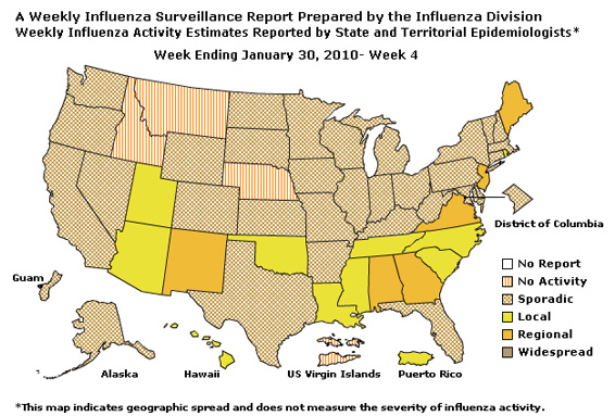 U. S. Map for Weekly Influenza Activity