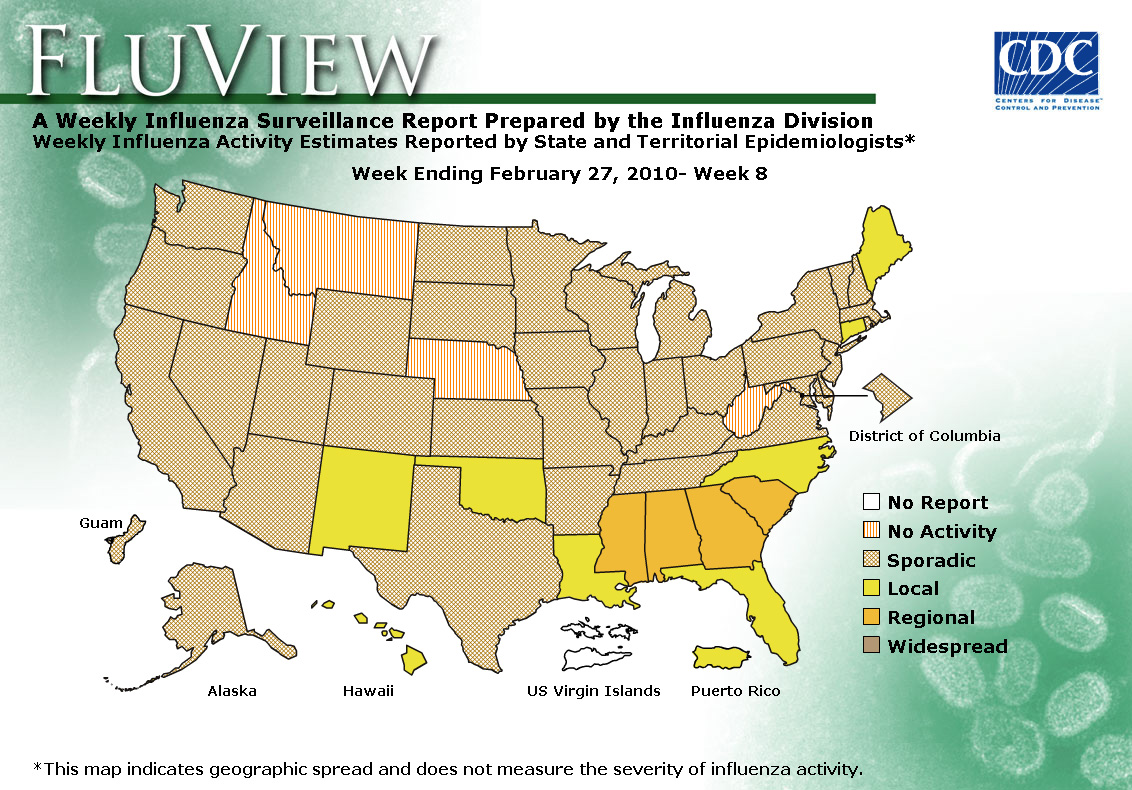 WEEK 8, 2009 FLU MAP NOT PRESENT ON SERVER
