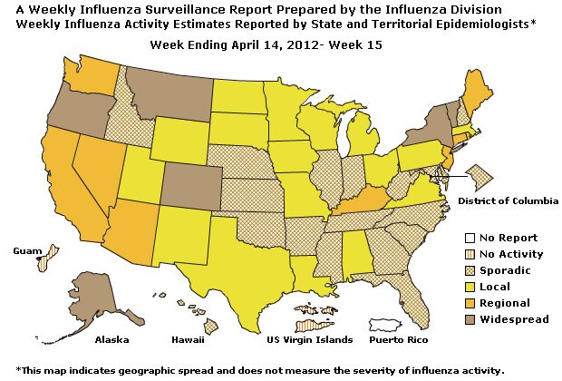 US Map of Flu Outbreaks and Activity